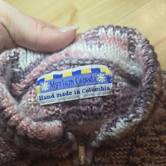 Myriam Cepeda Hand Made In Columbia Baby Girls Zip Knit Sweater Purple 1-2 Yrs - Picture 3 of 9